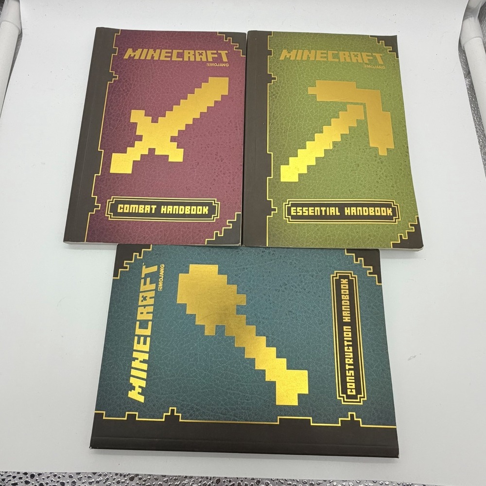 Lot Of 3 Minecraft Combat, Essential, Construction Handbook By Stephanie Milton